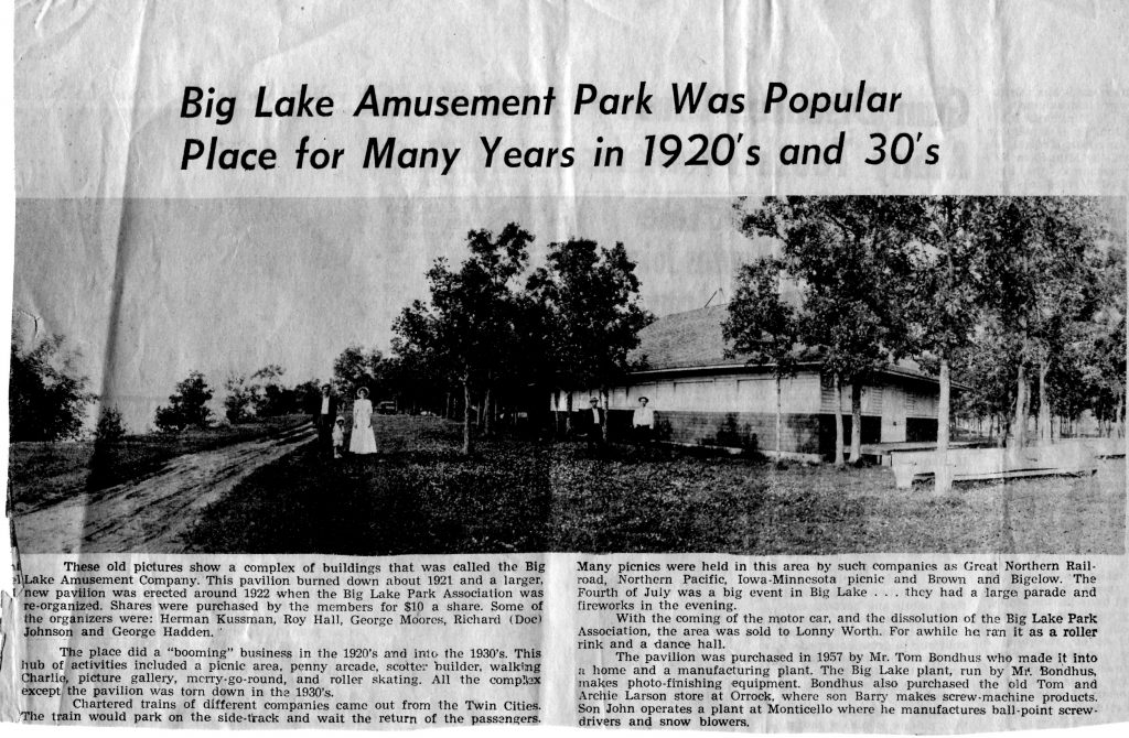 Big Lake Amusement Company Big Lake MN History